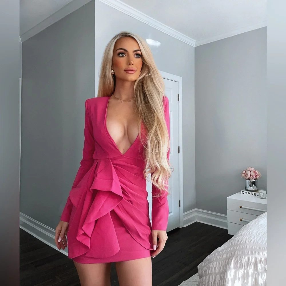 Michael Costello x REVOLVE Fena Mini Dress in Fuchsia - Picture 7 of 9
